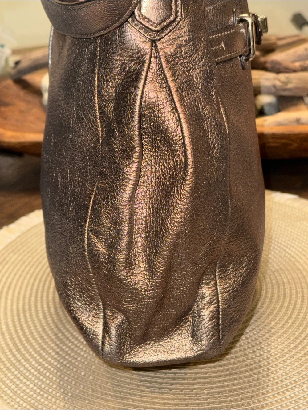 Coach Metallic Bronze Leather Shoulder Bag - Women's Bag